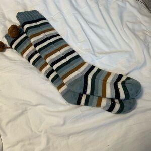 Indigo Striped tall reading socks one size​